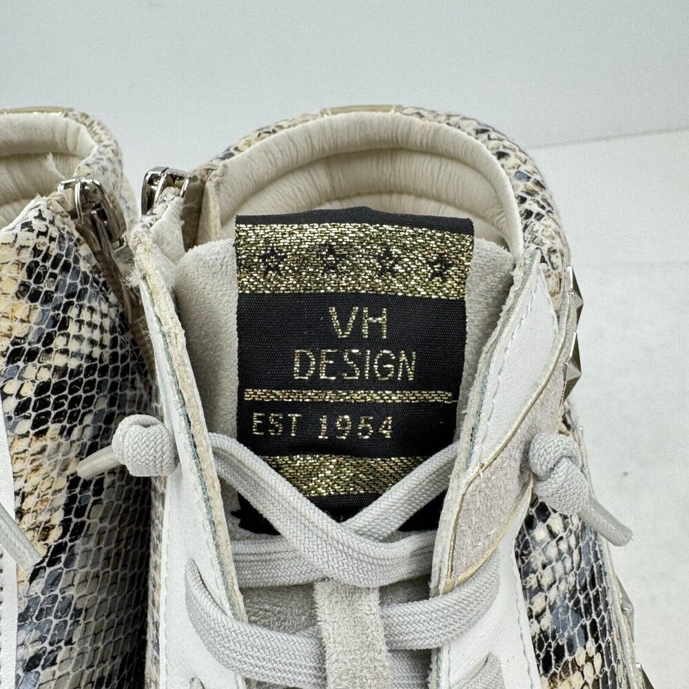 Vintage Havana Womens Gray Snake Cliff High Top Sneakers Side Zip Laces Size 8.5 - Picture 10 of 16